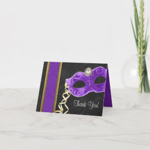 Cartões de Agradecimento Festa de Máscaras - roxo