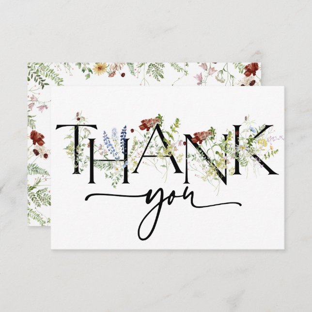 Cartões de Agradecimento Florais Boho Refinados (Frente/Verso)