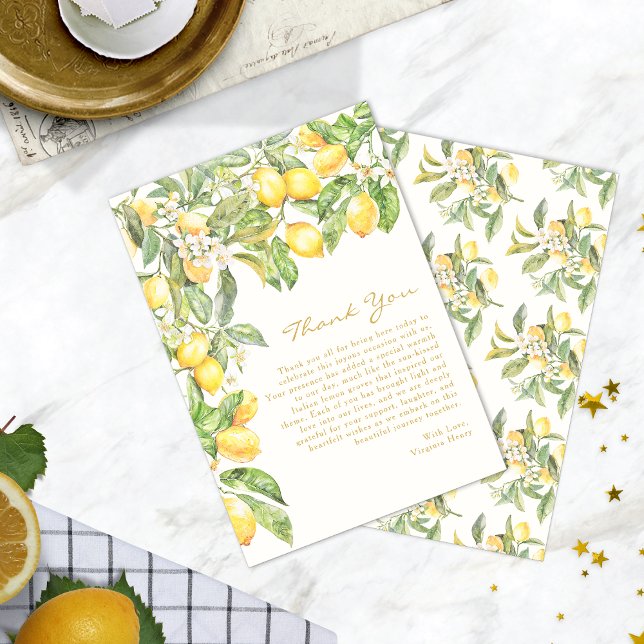 Cartões de Agradecimento Florais de Limão (Watercolor Lemon Floral Bridal Shower Thank You Cards by Painted Paperie
)