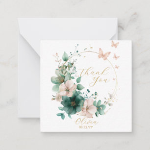 Cartões de Agradecimento Florais Esmeralda Verde S