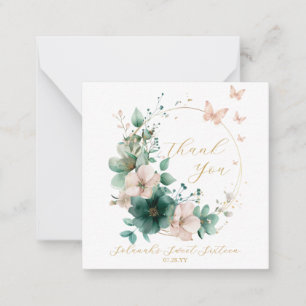 Cartões de Agradecimento Florais Esmeralda Verde S