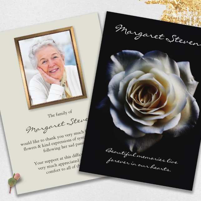 Cartões De Agradecimento Funcional | Belo Sangue (funeral thank you cards, bereavement, elegant, simple, celebration of life, sympathy card)