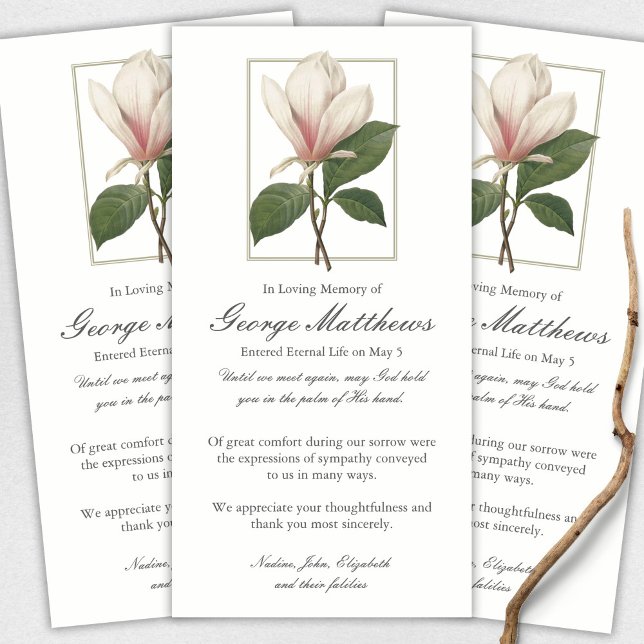 Cartões De Agradecimento Funcional | Doce Magnólia (funeral thank you cards, bereavement, elegant, simple, celebration of life, sympathy card)