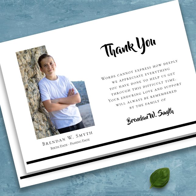 Cartões De Agradecimento Funcional | Estilo modern (Modern Bereavement Photo Sympathy Funeral Thank You Card)
