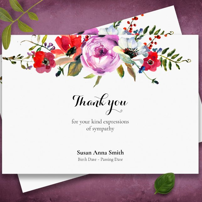 Cartões De Agradecimento Funcional | Florestas (Forest Florals Bereavement Sympathy Memorial Funeral thank You Card)
