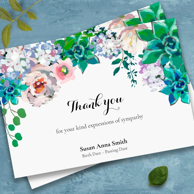 Cartões De Agradecimento Funcional | Jardim pacífi (floral bereavement sympathy memorial funeral thank you card)