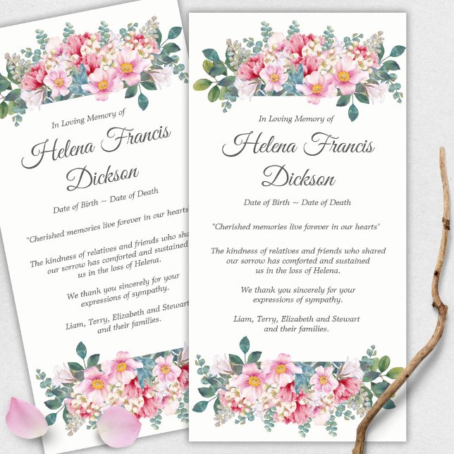 Cartões De Agradecimento Funcional | Jardim perfum (funeral thank you cards, bereavement, elegant, simple, celebration of life, sympathy card)