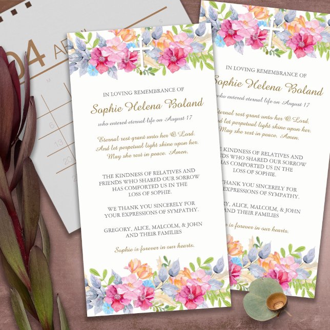 Cartões De Agradecimento Funcional | Jardim Russo  (funeral thank you cards, bereavement, elegant, simple, celebration of life, sympathy card)