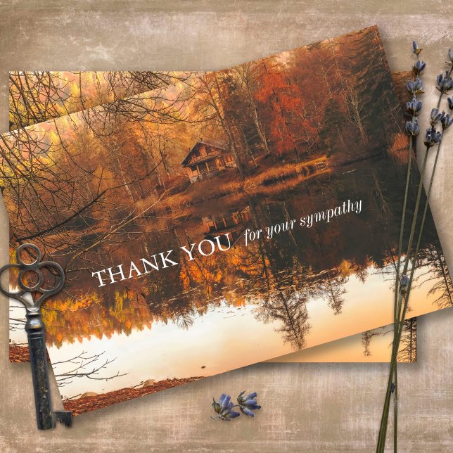 Cartões De Agradecimento Funcional | Lago Autumn (Sympathy Photo Celebration of Life, In Loving Memory, Forever in our Hearts Funeral thank you cards)