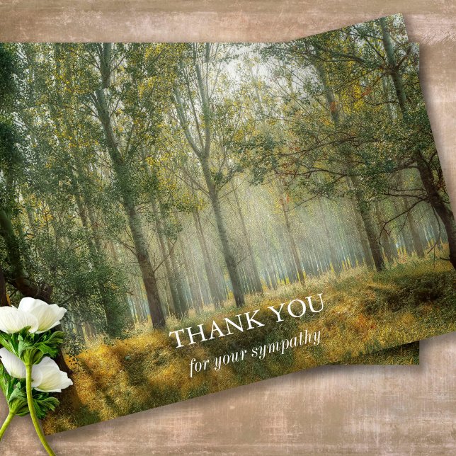 Cartões De Agradecimento Funcional | Luz florestal (Sympathy Photo Celebration of Life, In Loving Memory, Forever in our Hearts Funeral thank you cards)