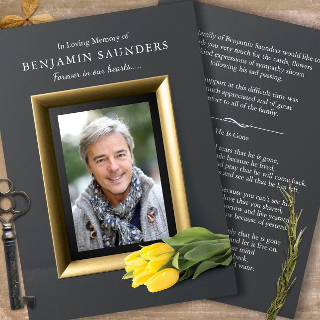 Cartões De Agradecimento Funcional | Mantendo-O Pe (Forever In Our Hearts, Yellow Tulips, Celebration of life, In Loving Memory, Funeral Thank You Cards)