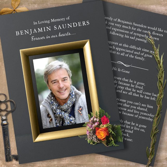 Cartões De Agradecimento Funcional | Mantendo-O Pe (Forever In Our Hearts, Celebration of life photo funeral thank you card)