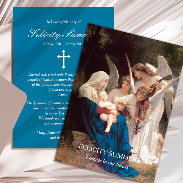 Cartões De Agradecimento Funcional | Mary Song of  (Mary Song of Angels Sympathy Bereavement Memorial Funeral Thank You Card)