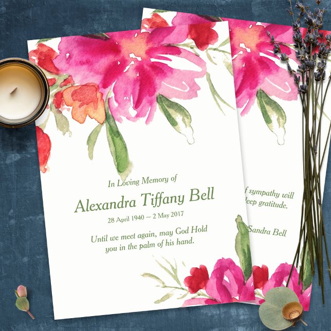 Cartões De Agradecimento Funcional | Nota sobre Fl (funeral thank you cards, bereavement, elegant, simple, celebration of life, sympathy card)