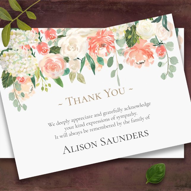 Cartões De Agradecimento Funcional | Pêssegos e Cr (Peaches and cream sympathy funeral thank you card)