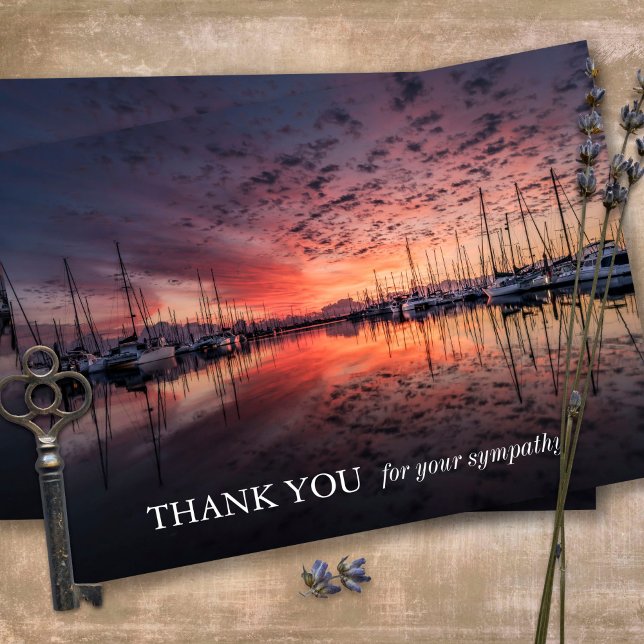 Cartões De Agradecimento Funcional | Pôr do sol na (Sympathy Photo Celebration of Life, In Loving Memory, Forever in our Hearts Funeral thank you cards)