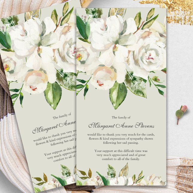 Cartões De Agradecimento Funcional | Rosa branca a (funeral thank you cards, bereavement, elegant, simple, celebration of life, sympathy card)