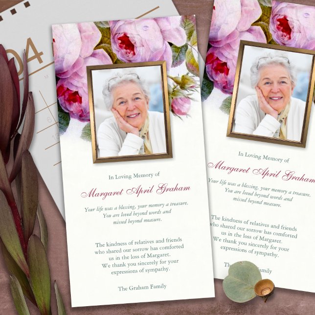 Cartões De Agradecimento Funcional | Rosas botânic (funeral thank you cards, bereavement, elegant, simple, celebration of life, sympathy card)
