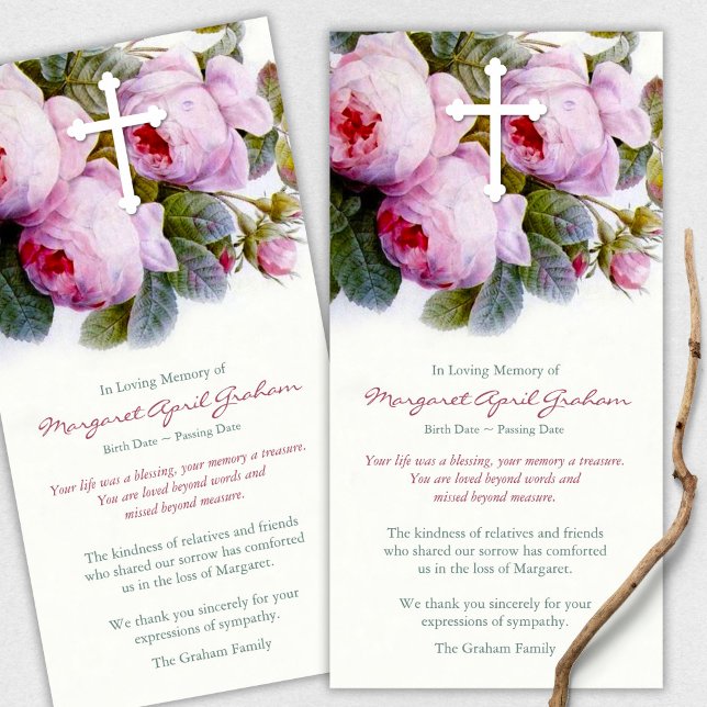 Cartões De Agradecimento Funcional | Rosas botânic (funeral thank you cards, bereavement, elegant, simple, celebration of life, sympathy card)