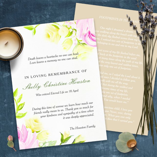 Cartões De Agradecimento Funcional | Rosas de past (funeral thank you cards, bereavement, elegant, simple, celebration of life, sympathy card)