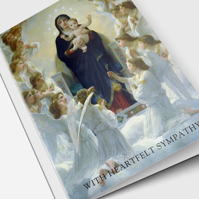 Cartões De Agradecimento Funcional | Virgem com An (Religious Catholic Sympathy Card. The Virgin with Angels funeral thank you cards)