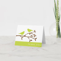 Cartões de Agradecimento Green Love Birds
