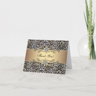 Cartões de Agradecimento Leopardo Dourado