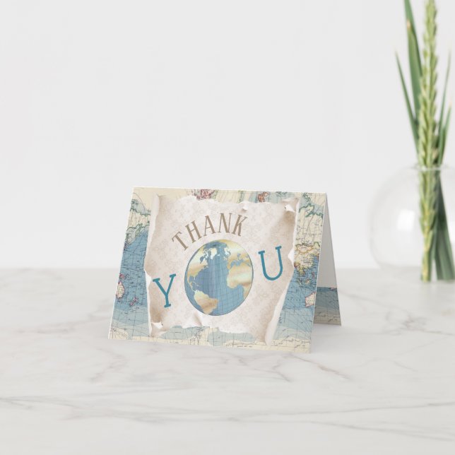 Cartões de Agradecimento Mapa Antigo (Frente)