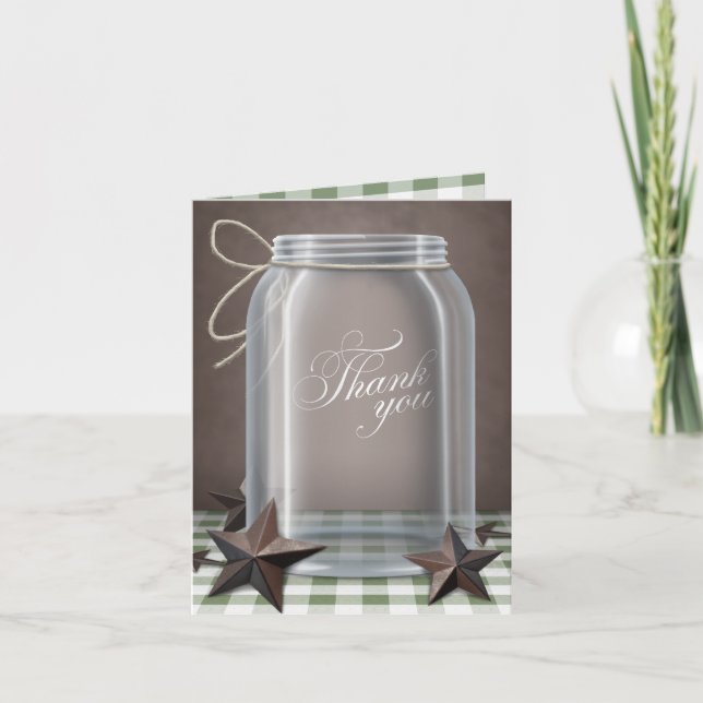 Cartões de Agradecimento Mason Jar Estrelas Rústic (Frente)