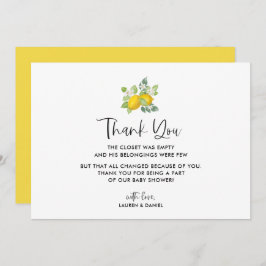 Cartões de Agradecimento para Chá de Bebê Citrus L