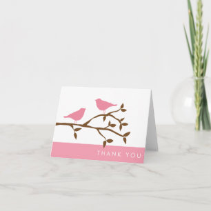 Cartões de Agradecimento Pássaros de Amor Rosa