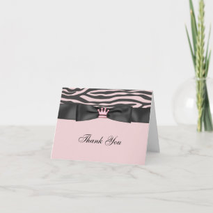 Cartões de agradecimento Pink Zebra Rosa Preto Pri