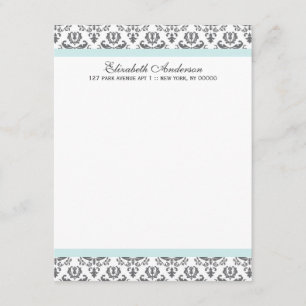 Cartões de agradecimento planos de damasco menta e