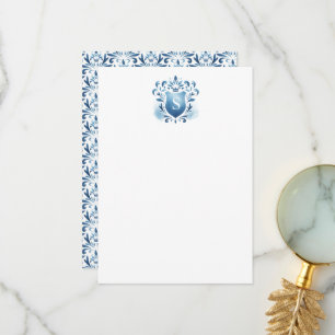 Cartões de Agradecimento Pó Azul Crest & Monograma