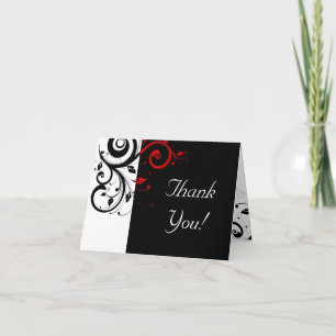 Cartões de Agradecimento Preto + Branco / Vermelho