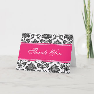 Cartões de Agradecimento Preto Damask