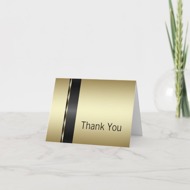 Cartões de Agradecimento Preto e Dourado (Frente)
