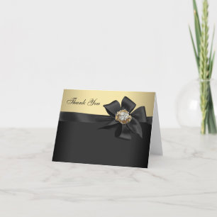 Cartões de Agradecimento Pretos e Dourados Elegant
