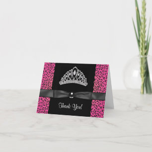 Cartões de Agradecimento Princesa Leopardo Rosa Qu