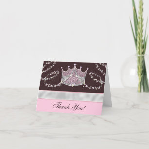 Cartões de Agradecimento Princesa Rosa Marrom