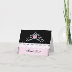 Cartões de Agradecimento Princesa Tiara Preta Rosa
