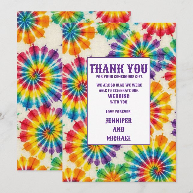 Cartões de Agradecimento Psychedelic Tie Dye (Frente/Verso)