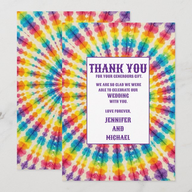 Cartões de Agradecimento Psychedelic Tie Dye (Frente/Verso)