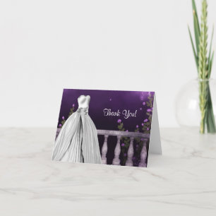 Cartões de Agradecimento Quinceanera Rosas Roxas L