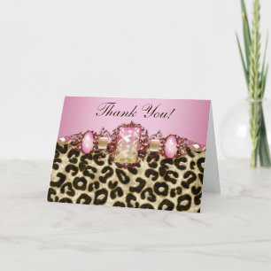 Cartões de agradecimento rosa Chic Leopard