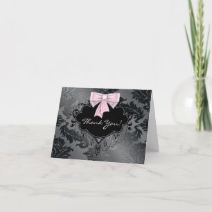 Cartões de Agradecimento Rosa Preto Damasco