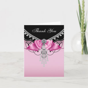 Cartões de Agradecimento Rosa Preto Princesa Pink