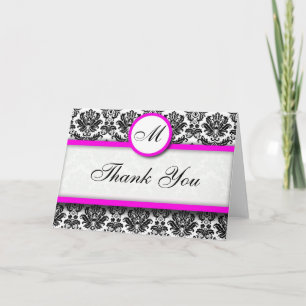 Cartões de Agradecimento Rosa Quente Damask