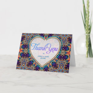 Cartões de Agradecimento Roxo Azul Laranja Hippie