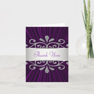 Cartões de Agradecimento Roxo Veludo Roxo Prata